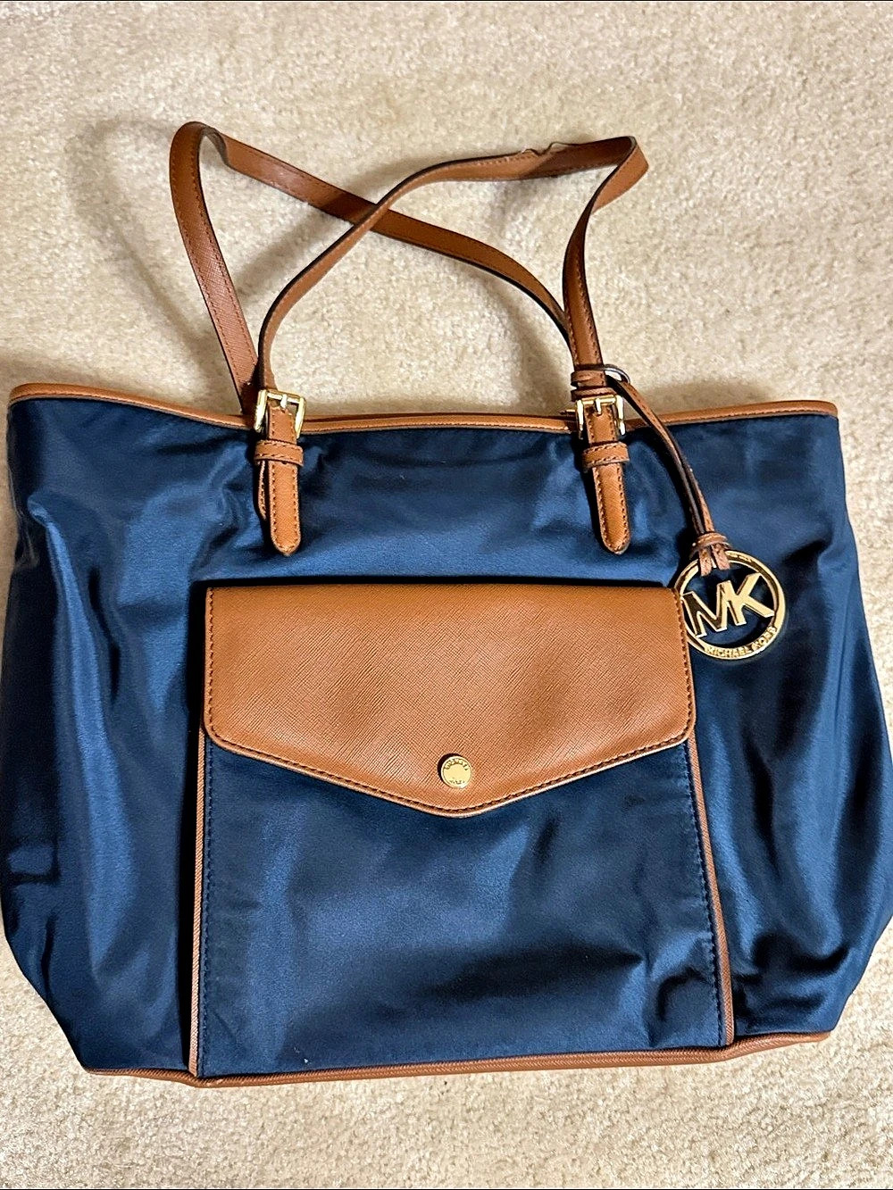 Michael Kors Blue & Brown Tote Bag